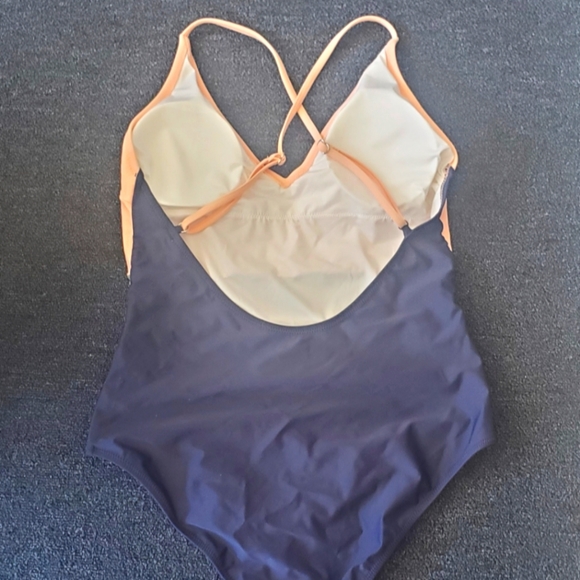 Cupshe one piece bathing suit, XL, colorblock light pink~sage~navy blue - Picture 2 of 4